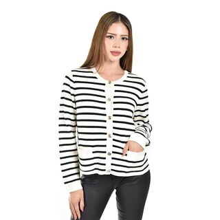 Foto 4 | Foto 4 | Cardigan De Punto Con Botones Roman Fashion /juvenil 3140 (blanco Rayas) Blanco