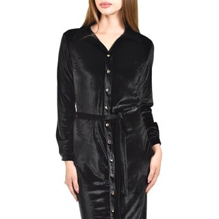 Foto 4 | Foto 4 | Vestido Camisero De Terciopelo Roman Fashion /juvenil 741 (negro) Negro