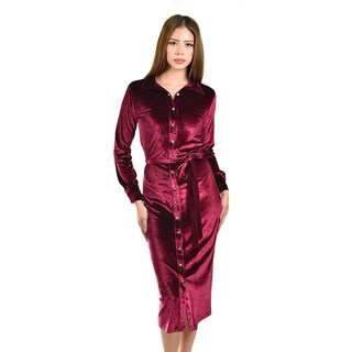 Foto 4 | Foto 4 | Vestido Camisero De Terciopelo Roman Fashion /juvenil 741 (vino) Vino