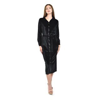 Foto 5 | Foto 5 | Vestido Camisero De Terciopelo Roman Fashion /juvenil 741 (negro) Negro