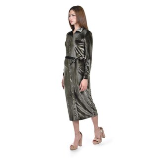 Foto 2 | Foto 2 | Vestido Camisero De Terciopelo Roman Fashion /juvenil 741 (verde Militar) Verde Oscuro