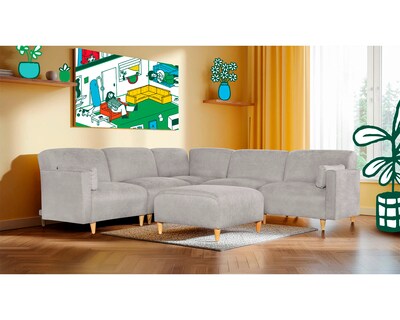 Foto 1 | Foto 1 | Sala De 6 Modúlos Makora Zavian Con Memory Foam Color Gris Claro Chenille Respaldo Reclinable De 3 Posiciones
