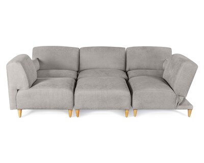 Foto 5 | Foto 5 | Sala De 6 Modúlos Makora Zavian Con Memory Foam Color Gris Claro Chenille Respaldo Reclinable De 3 Posiciones