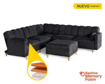 Foto 2 | Foto 2 | Sala De 6 Modúlos Makora Kieran Con Memory Foam Color Negro Chenille Respaldo Reclinable De 3 Posiciones
