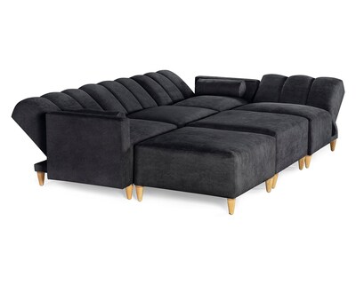 Foto 4 | Foto 4 | Sala De 6 Modúlos Makora Kieran Con Memory Foam Color Negro Chenille Respaldo Reclinable De 3 Posiciones
