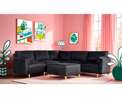 Foto 1 | Foto 1 | Sala De 6 Módulos Makora Morelli Con Memory Foam Color Negro Chenille Respaldo Reclinable De 3 Posiciones