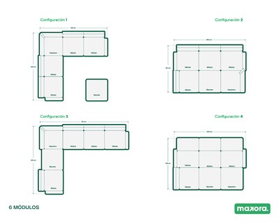 Foto 7 | Foto 7 | Sala De 6 Modúlos Makora Maristella Con Memory Foam Color Oxford Chenille Respaldo Reclinable De 3 Posiciones