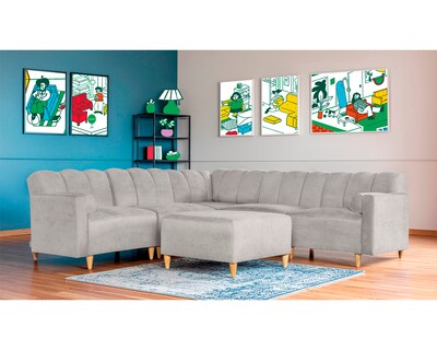 Foto 1 | Foto 1 | Sala De 6 Modúlos Makora Kieran Con Memory Foam Color Gris Claro Chenille Respaldo Reclinable De 3 Posiciones