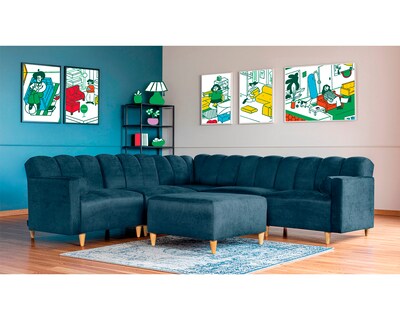 Foto 1 | Foto 1 | Sala De 6 Modúlos Makora Kieran Con Memory Foam Color Azul Chenille Respaldo Reclinable De 3 Posiciones