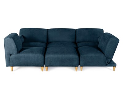 Foto 5 | Foto 5 | Sala De 6 Modúlos Makora Zavian Con Memory Foam Color Azul Chenille Respaldo Reclinable De 3 Posiciones