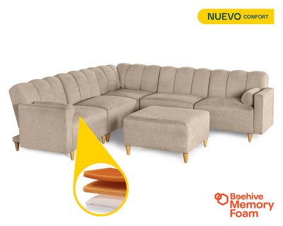 Foto 2 | Foto 2 | Sala De 6 Modúlos Makora Kieran Con Memory Foam Color Arena Chenille Respaldo Reclinable De 3 Posiciones