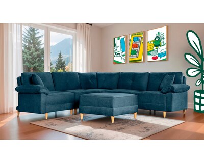 Foto 1 | Foto 1 | Sala De 6 Modúlos Makora Maristella Con Memory Foam Color Azul Chenille Respaldo Reclinable De 3 Posiciones