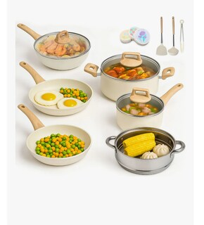 Foto 1 | Foto 1 | Batería De Cocina Juego De 15 Piezas Sartenes Sartén Wok Antiadherentes Ollas Color Blanco