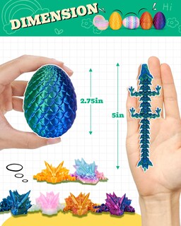 Foto 4 | Foto 4 | Figura De Juguete Tboline Paquete De 6 Huevos De Dragón Flexibles Impresos En 3d - Venta Internacional.