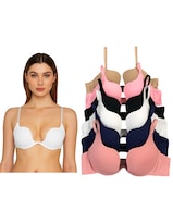 Paquete de 6 Brasieres Escote U-Profundo Copa B, C, D y DD incluye 6 Colores Diferentes