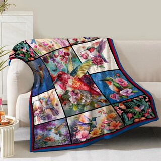 Foto 1 | Foto 1 | Manta De Peluche Nukunskf De 152 X 127 Cm Con Estampado Floral Colorido De Colibrí - Venta Internacional.