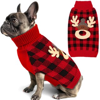 Foto 1 | Foto 1 | Jersey Para Perros Pequeños Kyeese Con Estampado Navideño De Renos Color Rojo - Venta Internacional.
