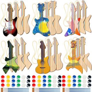 Foto 1 | Foto 1 | Juego De Guitarras De Madera Diy Syhood De 18 Piezas Con Pinturas Para Niños - Venta Internacional.