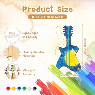 Foto 2 | Foto 2 | Juego De Guitarras De Madera Diy Syhood De 18 Piezas Con Pinturas Para Niños - Venta Internacional.