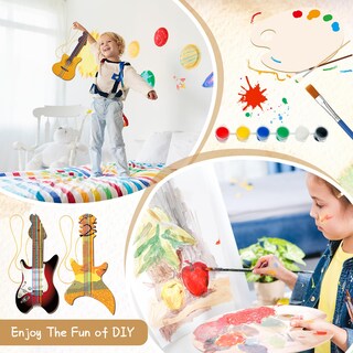 Foto 3 | Foto 3 | Juego De Guitarras De Madera Diy Syhood De 18 Piezas Con Pinturas Para Niños - Venta Internacional.