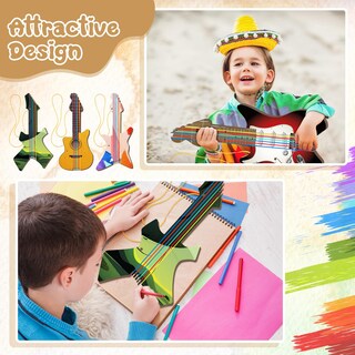 Foto 4 | Foto 4 | Juego De Guitarras De Madera Diy Syhood De 18 Piezas Con Pinturas Para Niños - Venta Internacional.