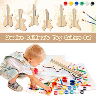 Foto 6 | Foto 6 | Juego De Guitarras De Madera Diy Syhood De 18 Piezas Con Pinturas Para Niños - Venta Internacional.