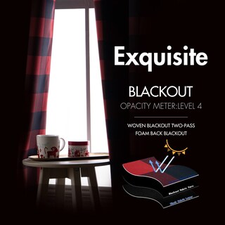 Foto 5 | Foto 5 | Cortinas Miulee Buffalo Plaid Blackout 132 X 213 Cm Color Rojo Y Negro - Venta Internacional.