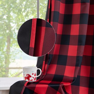 Foto 6 | Foto 6 | Cortinas Miulee Buffalo Plaid Blackout 132 X 213 Cm Color Rojo Y Negro - Venta Internacional.