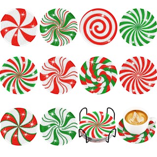 Foto 1 | Foto 1 | Juego De 10 Posavasos Navideños Con Diamantes De Fairysandy 10 5 Cm - Venta Internacional.