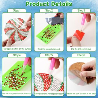 Foto 5 | Foto 5 | Juego De 10 Posavasos Navideños Con Diamantes De Fairysandy 10 5 Cm - Venta Internacional.