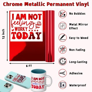 Foto 4 | Foto 4 | Calcomanía Girafvinyl De Vinilo Cromado Rojo De 30 Cm X 1 8 M - Venta Internacional.