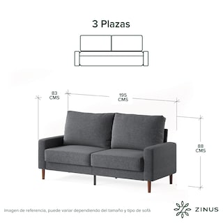 Foto 2 | Foto 2 | Sofá Zinus Colton Gris  Contemporáneo De Memory Foam Para 3 Plazas Con 5 Años De Garantía
