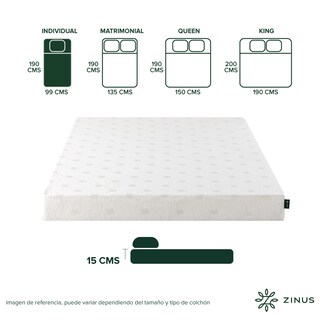 Foto 2 | Foto 2 | Colchón Zinus Alivia Presión Air Flow Individual 15 Cm De Alto Memory Foam Con 10 Años De Garantía