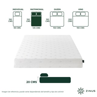 Foto 2 | Foto 2 | Colchón Zinus Alivia Presión Air Flow Matrimonial 20 Cm De Alto Memory Foam Con 10 Años De Garantía