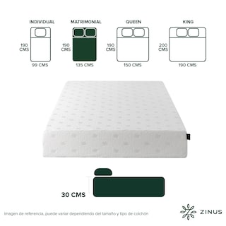 Foto 2 | Foto 2 | Colchón Zinus Alivia Presión Air Flow Matrimonial 30 Cm De Alto Memory Foam Con 10 Años De Garantía