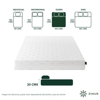 Foto 2 | Foto 2 | Colchón Zinus Alivia Presión Air Flow Queen Size 20 Cm De Alto Memory Foam Con 10 Años De Garantía