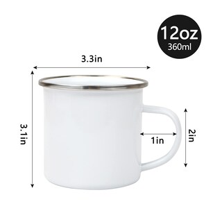 Foto 2 | Foto 2 | Tazas De Café Maikesub Esmaltadas Blancas De 12 Onzas Con Borde Plateado 4 Unidades - Venta Internacional.