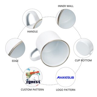 Foto 3 | Foto 3 | Tazas De Café Maikesub Esmaltadas Blancas De 12 Onzas Con Borde Plateado 4 Unidades - Venta Internacional.