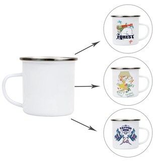Foto 4 | Foto 4 | Tazas De Café Maikesub Esmaltadas Blancas De 12 Onzas Con Borde Plateado 4 Unidades - Venta Internacional.