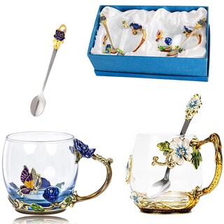 Foto 1 | Foto 1 | Juego De Tazas De Té Dumvoin Con Diseño De Rosa Azul Y Cuchara - Venta Internacional.