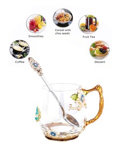 Foto 3 | Foto 3 | Juego De Tazas De Té Dumvoin Con Diseño De Rosa Azul Y Cuchara - Venta Internacional.