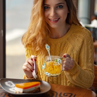 Foto 6 | Foto 6 | Juego De Tazas De Té Dumvoin Con Diseño De Rosa Azul Y Cuchara - Venta Internacional.