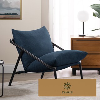 Foto 1 | Foto 1 | Silla Zinus Ada Azul Marino Contemporánea Base Metálica Y Cojines De Memory Foam Con 1 Año De Garantía