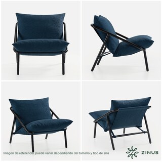 Foto 2 | Foto 2 | Silla Zinus Ada Azul Marino Contemporánea Base Metálica Y Cojines De Memory Foam Con 1 Año De Garantía