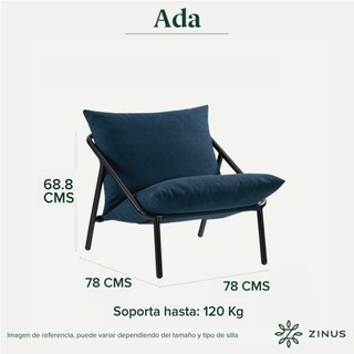 Foto 3 | Foto 3 | Silla Zinus Ada Azul Marino Contemporánea Base Metálica Y Cojines De Memory Foam Con 1 Año De Garantía