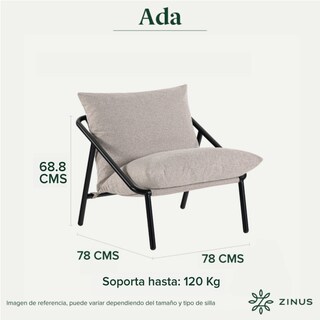 Foto 3 | Foto 3 | Silla Zinus Ada Beige Contemporánea Base Metálica Y Cojines De Memory Foam Con 1 Año De Garantía