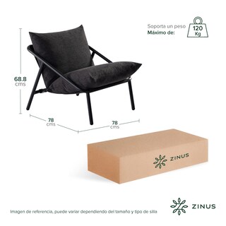 Foto 3 | Foto 3 | Silla Zinus Ada Gris Oscuro Contemporánea Base Metálica Y Cojines De Memory Foam Con 1 Año De Garantía