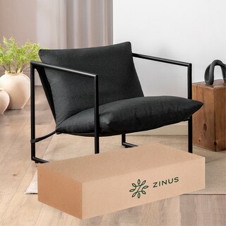 Foto 1 | Foto 1 | Silla Zinus Aidan Gris Oscuro Contemporánea Base Metálica Y Cojines De Memory Foam Con 1 Año De Garantía