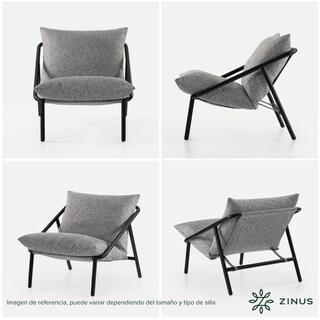 Foto 2 | Foto 2 | Silla Zinus Ada Gris Claro Contemporánea Base Metálica Y Cojines De Memory Foam Con 1 Año De Garantía