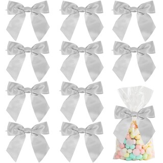 Foto 1 | Foto 1 | Lazos De Satén Retorcidos Aimudi Plateados De 11 Cm Para Bolsas De Regalos 36 Unidades - Venta Internacional.